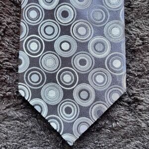 TED BAKER MEN'S TIE GRAY‎ Circles Silk Width: 3.75" Length: 59"